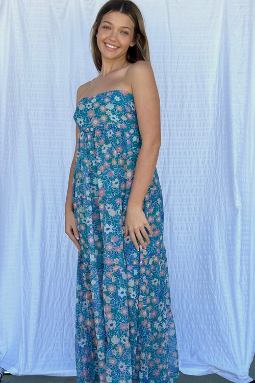 Sky to Moon strapless floral maxi dress