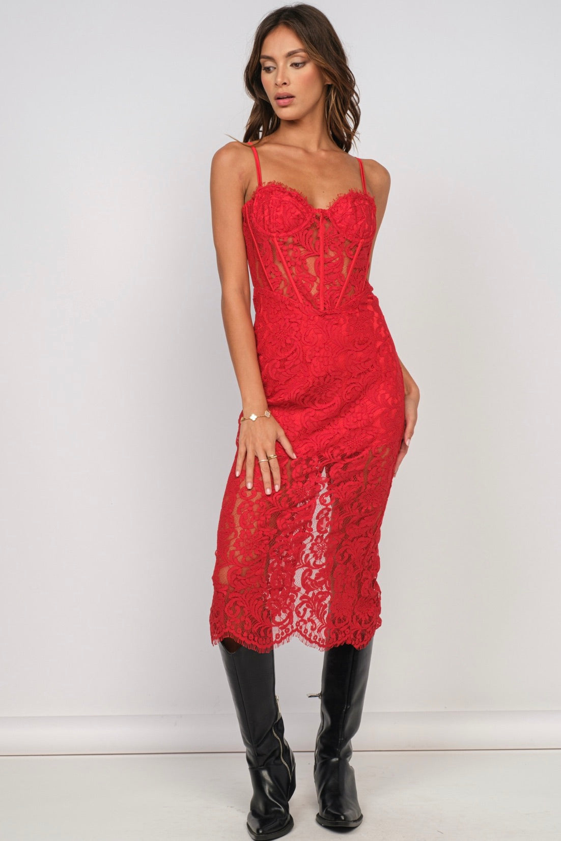 Sky to Moon red lace dress