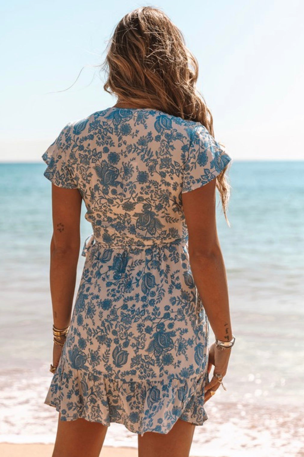 Surfside blue and cream floral dress
