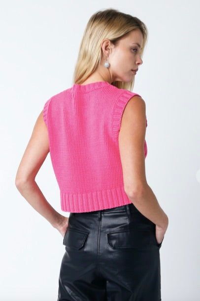 Olivaceous pink sleeveless sweater top